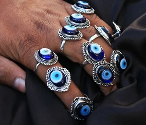 Evil eye Rings crystal Ring Silver Plated ring handmade ring Brass ring CP-221 - Picture 1 of 6