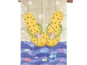 Yellow Flip Flops Decorative House Flag - Picture 1 of 2