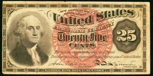 US 25¢ Fourth Issue Fr. 1301 Fractional Currency March 3rd, 1863 Washington - Picture 1 of 2