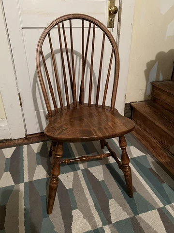 Antique Windsor Dining Chair Wooden Back Brace w Turned Legs & Spindles Cover