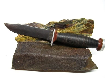 CUCHILLO HOJA FIJA MANGO CUERO VINTAGE IMPERIAL PROV EE. UU. AÑOS 60-70 Foto 1 de 4