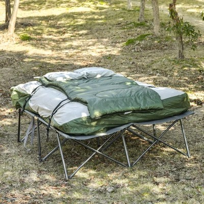 Juego de cama plegable portátil para cuna de camping Outsunny para 2 personas verde king Foto 1 de 4