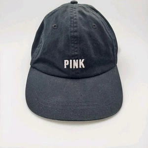 Victoria's Secret PINK Hat Baseball BLACK White Logo Adjustable Strap Cap - Picture 1 of 7
