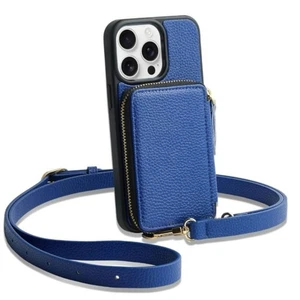 ZVE für iPhone 14 Pro Max Wallet Case Crossbody, Reißverschluss RFID Schutz Navy Blau - Bild 1 von 5