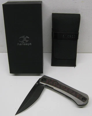 Kansept Knives Kratos Framelock Titanium Carbon/ Red G10 1024A9 Pre Owned - Image 1 of 4