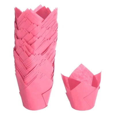 150stk Tulpen Backförmchen Cupcake Muffins Liner Papier Wrapper(3,1x2", Rosarot) - Bild 1 von 4