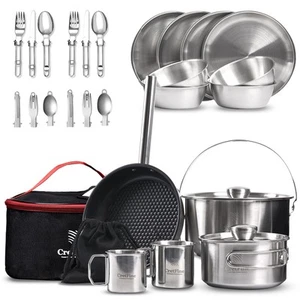 CompactKit Camping Cookware Set Stainless Steel Pots and Pan with Detachable ... - Picture 1 of 7