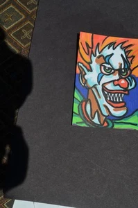 ACEO Original Horror Evil Clown 5 Halloween kein Print Mischtechnik - Bild 1 von 3