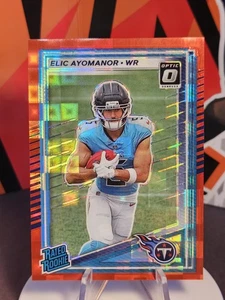 2025 Donruss Rated Rookie Elic Ayomanor Red Pandora Prizm "RC" #339, Titans  - Bild 1 von 2