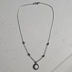 .925 Sterlingsilber S. Western Flüssigkeit Halskette mit weißem Opal Anhänger, 16", 4,56 g - Bild 1 von 5