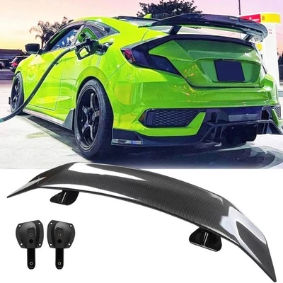 46" Rear Trunk Spoiler Lip Wing Racing Carbon Fiber For Honda Civic Sedan 16-24 Foto 1 de 4