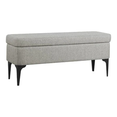HomePop 17.5" Large Modern Sustainable Woven Fabric Storage Bench in Gray - Image 1 of 4