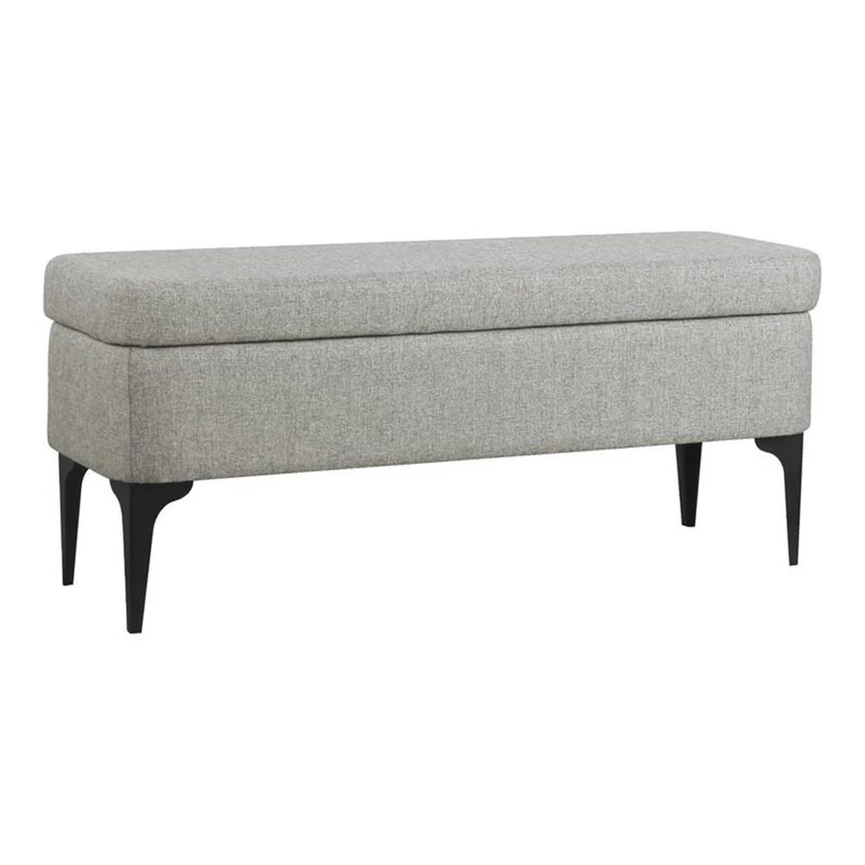 HomePop 17.5" Large Modern Sustainable Woven Fabric Storage Bench in Gray - Image 1 of 4
