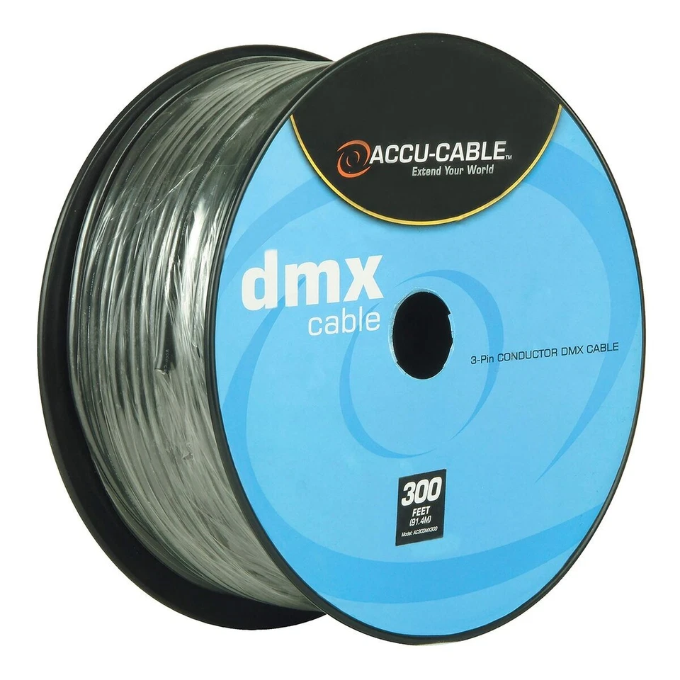 Nuevo cable de luz de escenario DMX con cable de batería de 300 pies, carrete DMX conductor de 3 pines AC3CDMX300 Foto 1 de 4