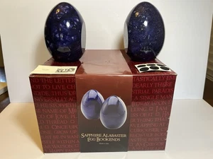 Ducceschi Dark Blue Large Alabaster Egg Shaped Bookends Italy - Barnes And Noble - Picture 1 of 7