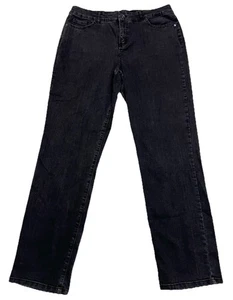Nine West Jeans Womens Size 12 Petite Black Straight Leg High Rise Stretch 34x31 - Picture 1 of 11