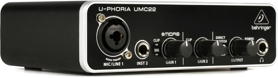 🎧 BEHRINGER U-PHORIA UMC22 – Interfaccia Audio USB 2x2 con Preamplificatore MID - Immagine 1 di 1