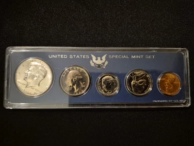 1966 US Special Mint Set SMS 5 Coins with 40% Silver Kennedy Half Dollar - Image 1 of 4