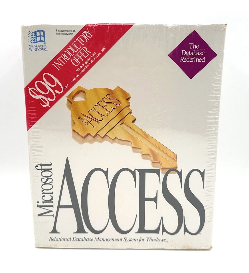 Vintage Microsoft Access v1.0 DBMS Software for Windows - New Sealed Box - Image 1 of 4