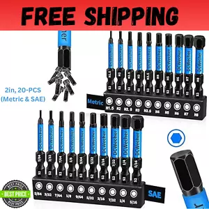 20 Stück Inbusschlüssel Bohrer Bit Set Sechskant Bits 2 Zoll 20 (metrisch & Sae) USA..... - Bild 1 von 7