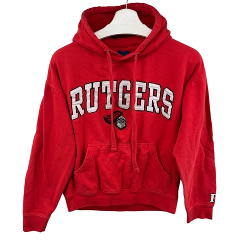 Rutgers Scarlet Knights Hoodie Mens Small Pullover Spellout Red Sweatshirt Cover