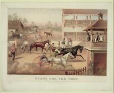 Ready for the trot: 'bring up your horse!',Harness Racing,c1877,spectators