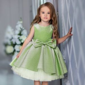 Girls Lace Flower Princess Dress Birthday Party Kid Xmas Dress Elegant Ball Gown