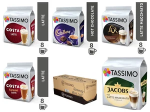 TASSIMO T Discs Pods Costa Latte Caramel Vanilla Latte Cadbury Variety Box 40 ☕ - Picture 1 of 1