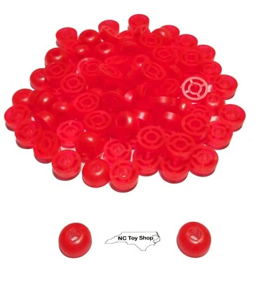 100 K'NEX Translucent Red Pink Head Top Pieces Tail Light Snake Eyes Wheels KNEX - Image 1 of 4