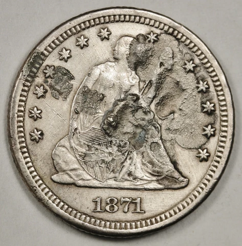 1871-s Liberty Seated Quarter.  XF Detail.  154284 Cover