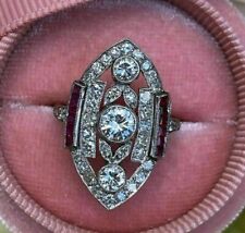 14k White Gold Plated 2.07 CT Moissanite Victorian Style Incredible Wedding Ring