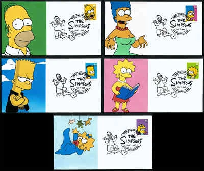 USA, SCOTT # 4399-4403, SET OF 5 RARE FDC COVERS THE SIMPSONS FOX CARTOON SHOW - Image 1 of 4