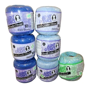 (7) Aunt Lydias Crochet Thread Size 10 Royal Blue Delft Ocean Aqua 350 Yards EA - Picture 1 of 5
