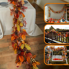 13FT Fall Garland, Artificial Leaf Garland with Pumpkin and Pine Cone,Hanging Au