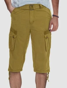 XRay Jeans Men's Green Belted Capri Cargo Shorts Size 32 - Picture 1 of 3