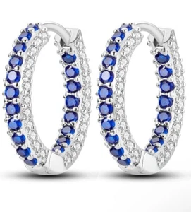 Girls Women 925 Sterling Silver, Small Hoop Zirconia Earrings Hypoallergenic - Picture 1 of 6