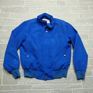 VINTAGE Field & Stream Jacket Adult M Blue Bomber Windbreaker Retractable Hood - Picture 1 of 12