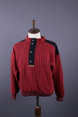 DEVOLD roter Vintage Fair Isle Woll Strick Ski Pullover Größe 52 Large - Bild 1 von 4