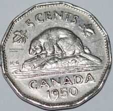 Canada 1950 5 Cents George VI Canadian Nickel 