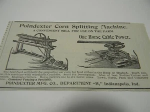 Vintage 1890 s Poindexter Corn Splitting Machine Man Cave Print Ad 5B1 - Picture 1 of 2
