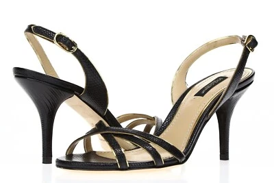 DOLCE GABBANA Womens Black Leather Buckles Slides Slim Heels Sandals Size 37 - Image 1 of 4