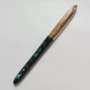 ▥ Rara pluma estilográfica cresta de gavilla verde mármol y adorno dorado *¡Gorra agrietada!◠* - Imagen 1 de 12