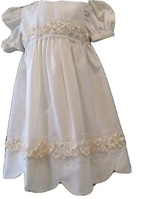 L Enfant Vintage Girls Ribbon Lace Creme Back  zipper cap sleeves Dress(Sz 6-7) - Image 1 of 4