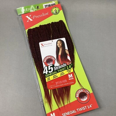 14 дюймов средний No2T1B/425 черный бордовый сенегальский крутящийся предварительно петлевой крючком 45 нитей - Изображение 1 из 4