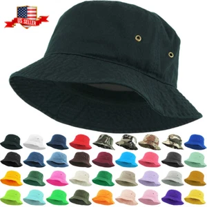 Bucket Hat Boonie Basic Hunting Fishing Outdoor Summer Cap Unisex 100% Cotton - Picture 1 of 148