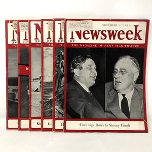 Lot of 7 FDR Cover Newsweek Magazines, 1940s, Navy Troops, World War II - Picture 1 of 22