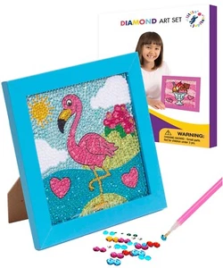 Little Jupiter Diamond Art Kit Set 7 1/8" x 7 1/8" with Frame (Flamingo) - Picture 1 of 6