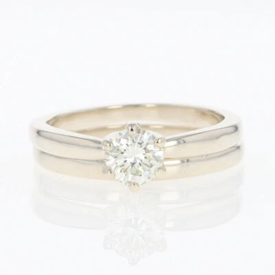 .63ct Round Cut Diamond Solitaire Wedding Set Rings 14k White Gold Size 6.75 - Image 1 of 4