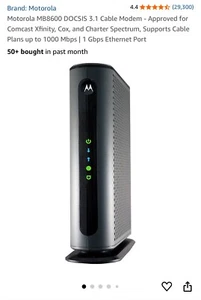Motorola DOCSIS 3.1 Modem Up To 1000mbs Comcast Cox Spectrum Home Business - Picture 1 of 4