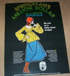 1971 print ad - Springmaid Million Dollar Babies fabrics fashions ADVERTISING - Picture 1 of 1